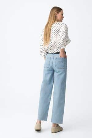 PANTALON VAQUERO CROPPED WIDE MARINE
