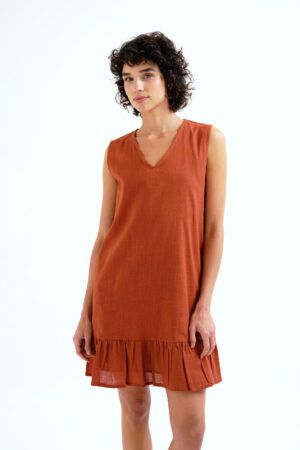 VESTIDO 100% ALGODON MARRON