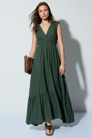 VESTIDO LARGO CON VOLANTES