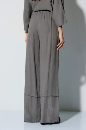 PANTALON LINO PALAZZO GRIS