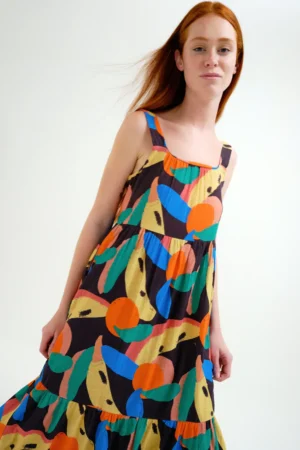 VESTIDO LARGO CON ESTAMPADO TUTTI FRUTTI