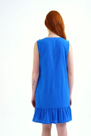 VESTIDO CORTO 100% ALGODON AZUL MARINO CON APLIQUES DE ESTRELLAS