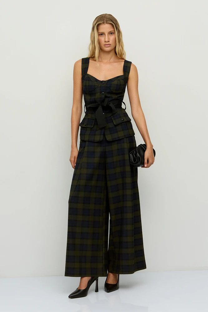 PANTALON DE CUADROS CON TONOS VERDES - Imagen 2