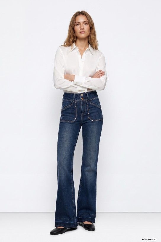 PANTALON VAQUERO SUPER FLARE DOBLE UP