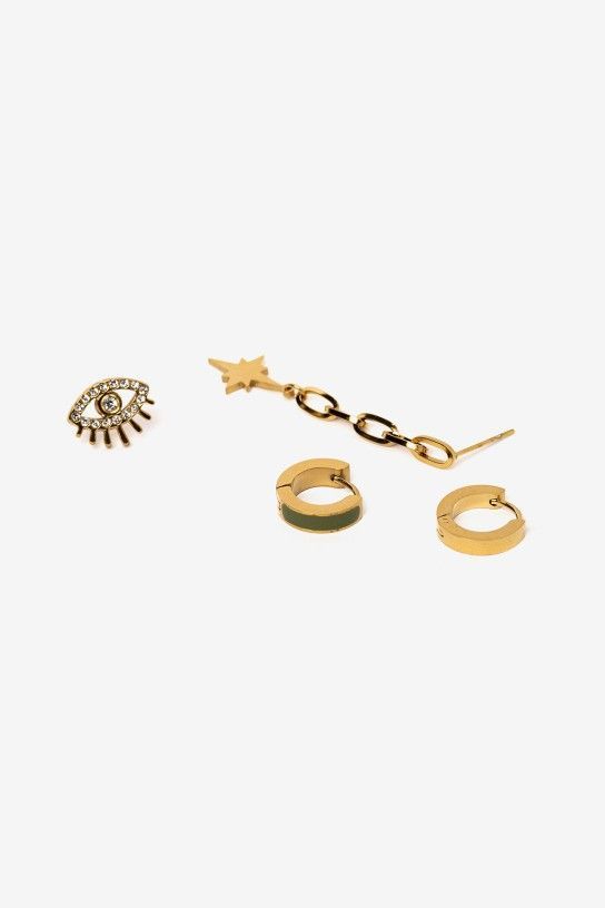 CONJUNTO DE PENDIENTES MÍA ACERO